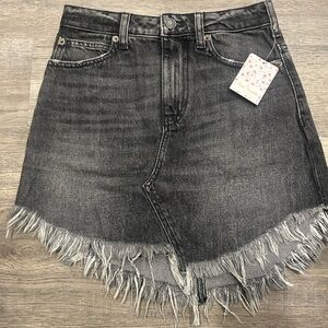 Free People Charcoal Frayed Mini Skirt